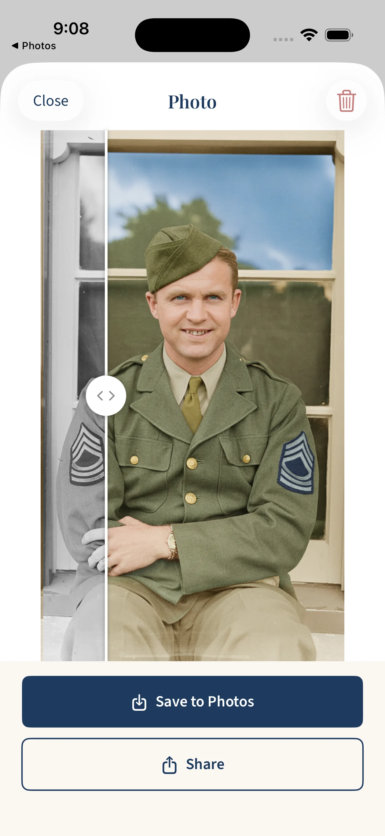 Before and after colorization